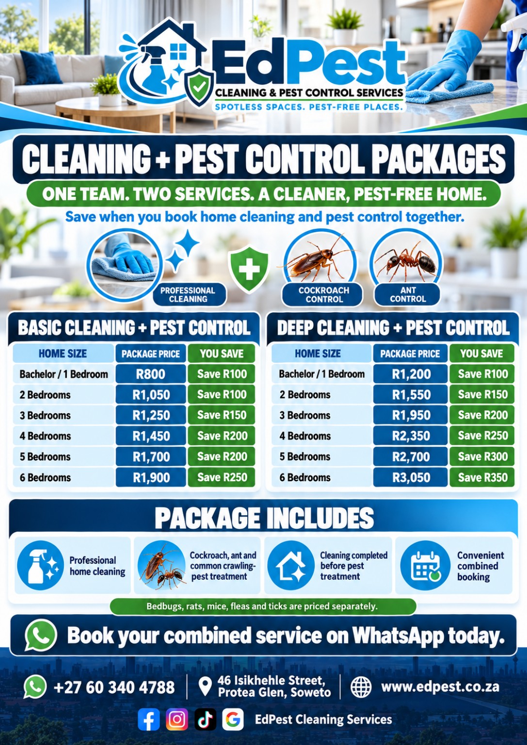 EdPest cleaning and pest-control combo packages